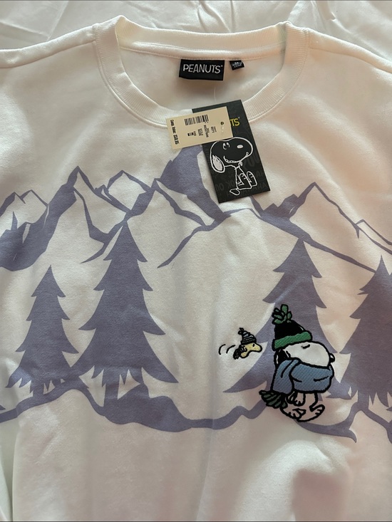 Peanuts Tops - Peanuts White Sweatshirt with Lavender Mountain & Green Accents